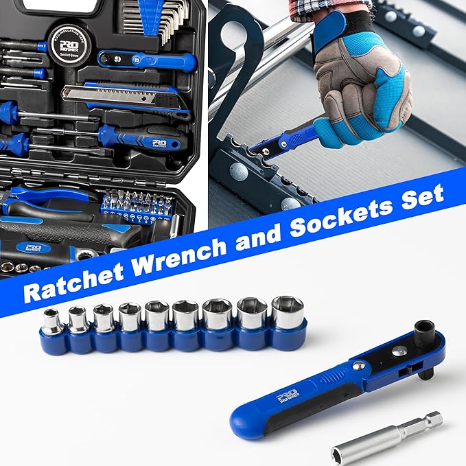 Prostormer 160-Piece Home Repair Tool Set, General Household Hand Tool Kit with Toolbox Storage Case for House, Garage, College Dorm and Office (Blue)
