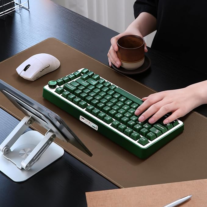 YUNZII B75 PRO 75% Wireless Mechanical Keyboard (Olive Green,CocoaV2) | Hot Swap Keyboard with Knob, Gasket Mount, Creamy Pre-lubed Switch for Smooth Typing, BT/USB-C/2.4G, for Gaming
