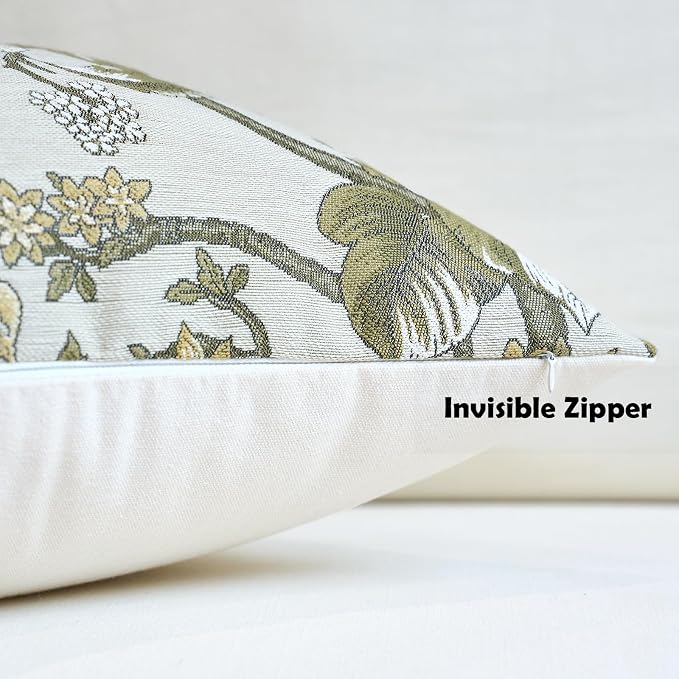Neutral Floral Pillow Cover 12x20, Vintage Linen Lumbar Pillow Cover Soft Decorative Farmhouse Accent Pillow Case for Couch Bedroom Living Room Home Decor, Beige