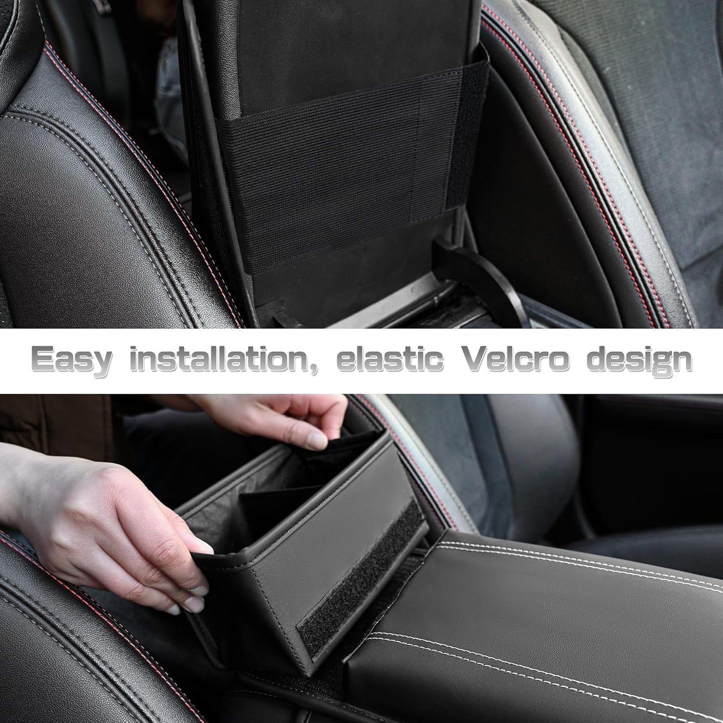 JEYODA Upgraded Car Armrest Cover,Premium Leather Car Armrest Cover Cushion with Storage Holder, Caddy for car (black)