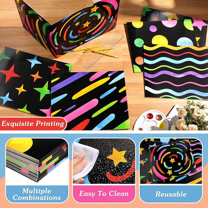 Affrolling 36 Pcs Inspirational Privacy Folders Bulk for Students Cardboard Privacy Boards Desk Divider Panel Waterproof Testing Divider for Classroom Back to School Study Supplies (Chalkboard)