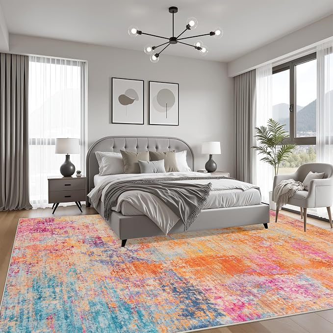 6x9 Area Rug Living Room Rug: Washable Modern Abstract Soft Thin Rug Indoor Floor No Slip Carpet for Bedroom Dining Room Farmhouse Nursery Home Office - Galaxy Haze