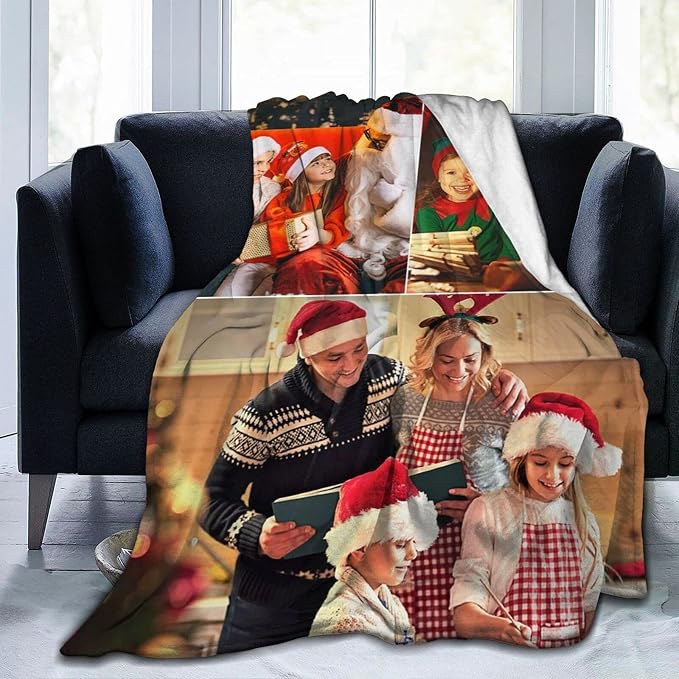 QETXVI Custom Blanket with Photos Text Customized Blanket Personalized Flannel Throw Blankets for Adult Kid Birthday Christmas Halloween Fathers Mothers Valentines Gift - 40"x 50"