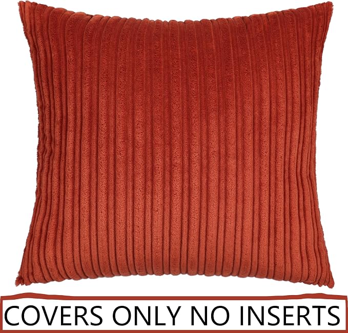 UGASA Fall Soft Velvet Solid Square Decorative Cushion Covers Handmade Pillowcase with Hidden Zipper, 1 Pack, 18x18 inch, Burnt Brick