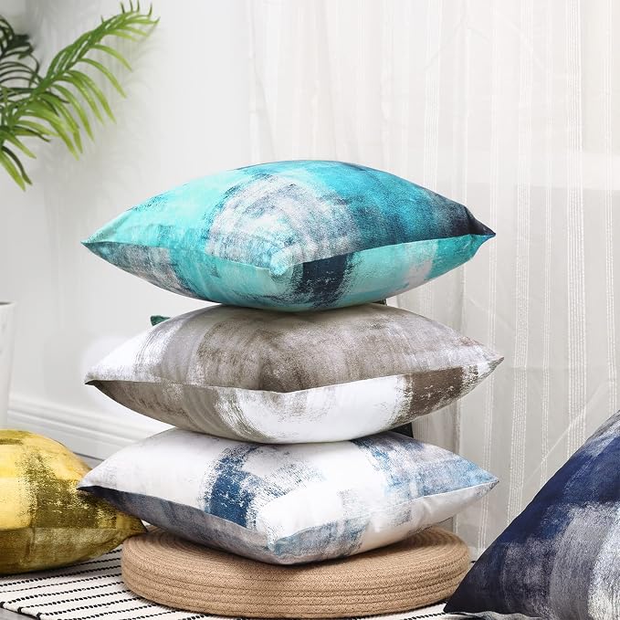 Throw Pillow Covers for Couch, 20x20 Inch, 2 Pack, Grey Blue | Decorative Throw Pillow Covers Cushion Covers for Couch Bedroom Sofa Living Room
