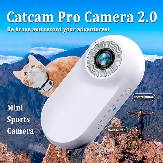 Waterproof Dog Camera 2.0-1080p Pet Action Camera with Real-time Feed, Mini Wireless Cat Camera, Includes 32gb Sd Card for Pets & Dogs Black