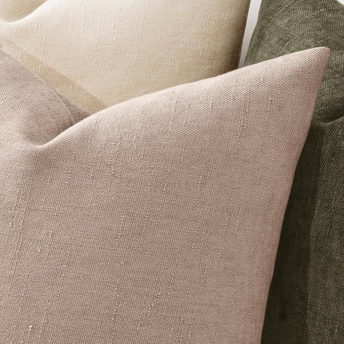 MIULEE Textured Chenille Throw Pillow Covers 22x22 Inch Irish Cream | Pack of 2 Decorative Soft Throw Pillows, Solid Textured Cushion Covers, Modern Home Decor for Couch Sofa Bedroom Living Room