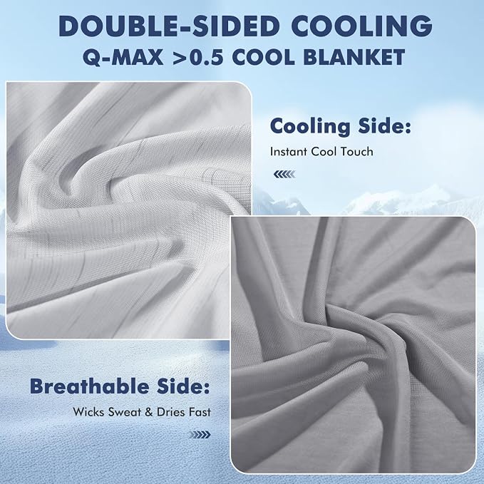 Elegear Double-Sided Arc-Chill® 3.0 Cooling Blanket for Hot Sleepers, Twin | Q-Max>0.5 Cooling Fabric, Absorbs Heat to Keep Body Cool, Lightweight Summer Blankets for Night Sweats & Menopause, 59"x79"