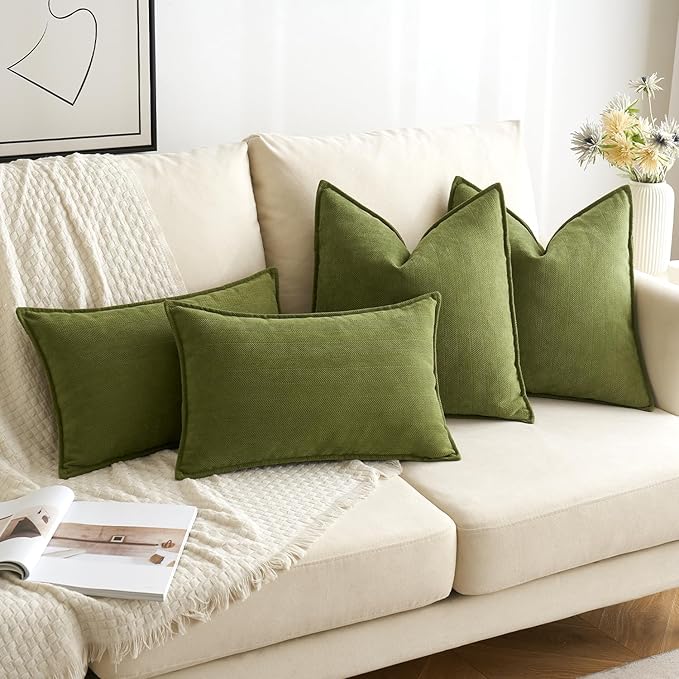 MIULEE Pillow Insert and Olive Green Decorative Pillow Covers