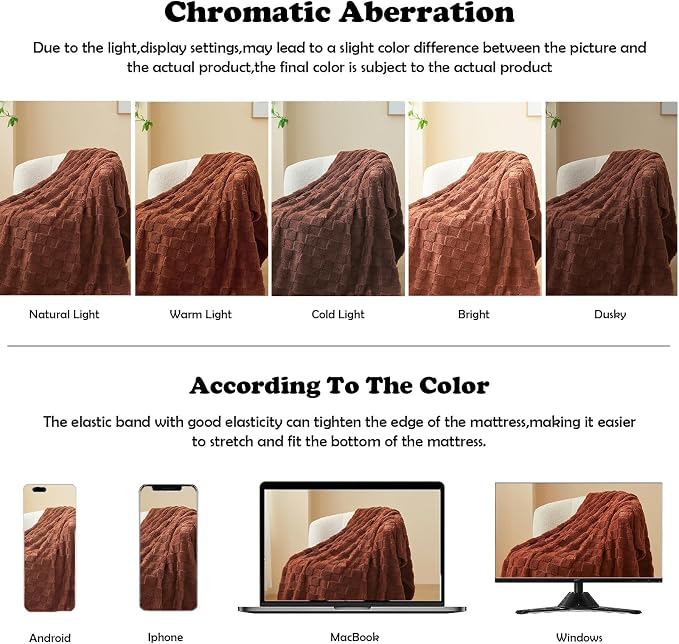 NEWCOSPLAY 3D Checkered Flannel Twin Blanket, Coffee Checkered, 60"x80" | Super Soft Cute Lightweight Decorative Premium Silky Fleece Blanket for Couch Sofa Bed, Gift for Women Men, All Season Use