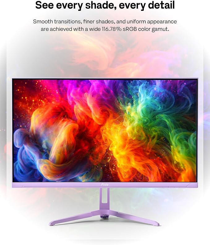 Pixio PX249 Wave Purple 24 inch 240Hz Refresh Rate FHD 1080p Resolution Fast IPS Panel 1ms GTG Response Time Built-in Speakers Gaming Monitor with Adaptive Sync