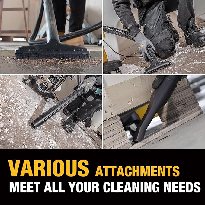 DEWALT 10 Gal Stealthsonic Shop Vacuum Wet and Dry, 5HP Heavy-Duty Stainless Steel Shop Vac, Ultra-Quiet with Complete Accessory Kit & 6 Bonus Dust Bags - Ideal for Job Sites, Workshops & Garages