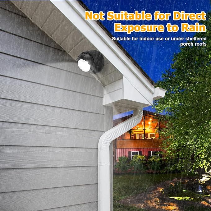Motion Sensor Outdoor Lights - Outdoor Motion Sensor Light Battery Operated Wireless Spotlight Motion Detector Security Light Auto On Off for Sheltered Porch Stair Hallway Garage Wall Shed (1 Pack)