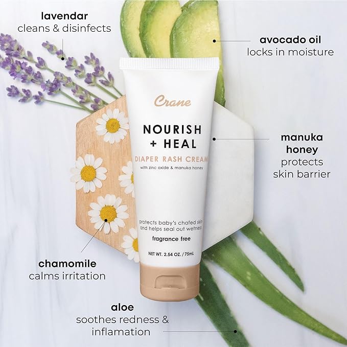 Crane Baby Diaper Cream, Nourish, Heal, and Protect, 2.54 oz