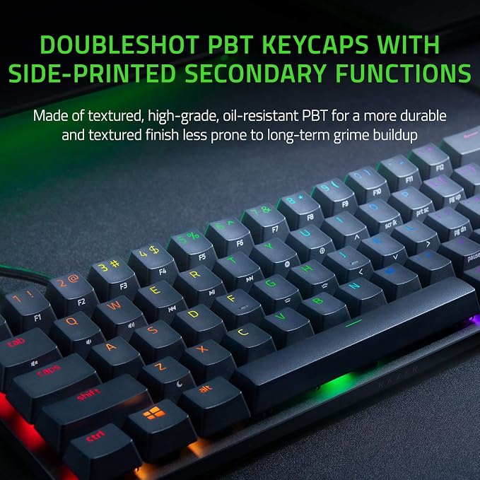 Razer Huntsman Mini 60% Gaming Keyboard, Linear Optical Switches, Black | Aluminum Top Frame, Chroma RGB Lighting, PBT Keycaps, Onboard Memory, Snap Tap