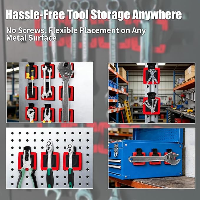4-Piece Flexible Magnetic mini Tool Pad & Tray holder, No-Screw Storage Magnetic Mat for Garage & Workshop, Space-Saving Organization, Auto Repair Tools (4 pcs)