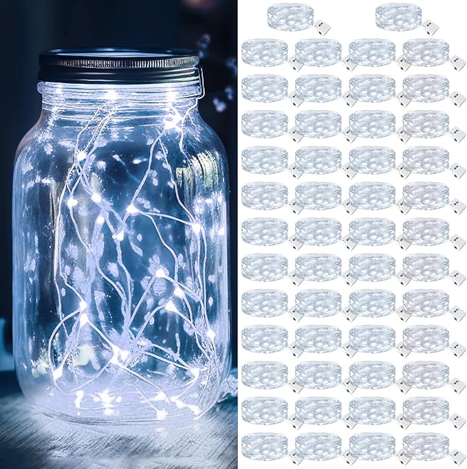 kolpop 50 Pack LED Fairy Lights Battery Operated, Mini Twinkle String Lights Battery Powered Waterproof for Christmas Mason Jars Party,Cool White