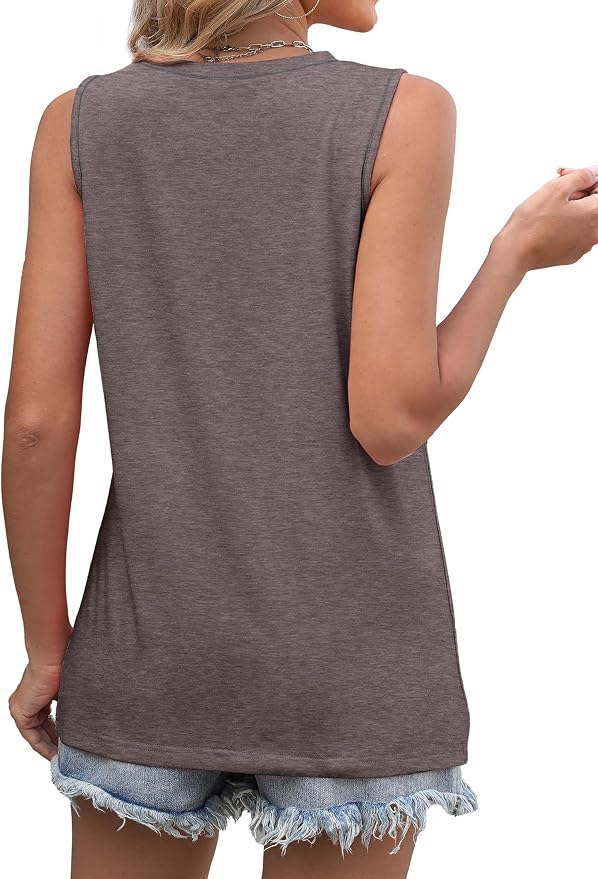 WIHOLL Women's Sleeveless Summer Crewneck Loose Fit Tank Tops