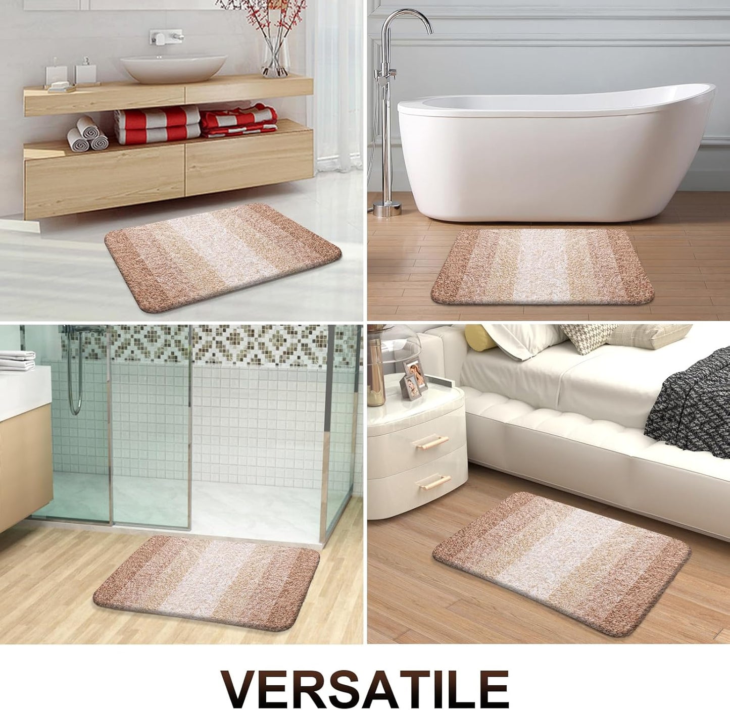 OLANLY Bathroom Runner Rugs 59x24, Extra Soft Absorbent Microfiber Bath Rugs, Rubber Backing, Quick Dry, Machine Washable Bath Mats for Bathroom Floor, Tub and Shower, Home Decor Accessories, Beige