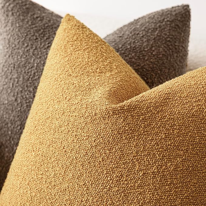 Foindtower Pack of 2 Textured Boucle Throw Pillow Covers Accent Solid Decorative Lumbar Pillow Cases Cozy Couch Cushion Case for Chair Sofa Bedroom Living Room Home Decor 12x20 Inch Sunflower