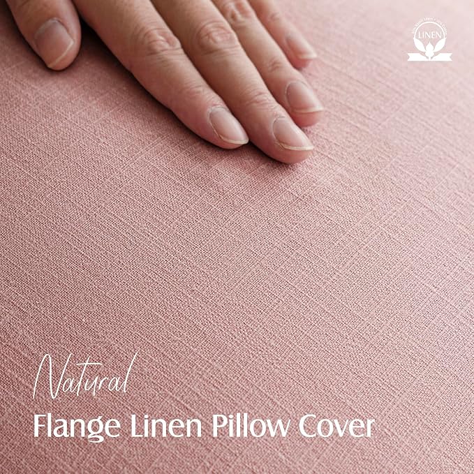 Foindtower Pack of 2, Decorative Linen Solid Throw Pillow Covers Soft Accent Cushion Euro Case Boho Farmhouse Pillowcase for Chair Couch Sofa Bedroom Living Room Home Decor 24 x 24 Inch Rose Pink