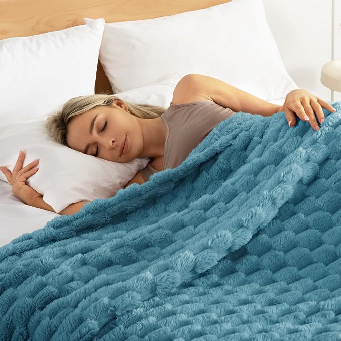 Whale Flotilla Soft Fleece Twin Size Bed Blanket 3D Jacquard, Slate Blue | Lightweight Coverlet Bedspread, Super Cozy Plush Fluffy Fuzzy All‑Season Decorative Blanket for Bed, Dorm Essentials, 60"x80"