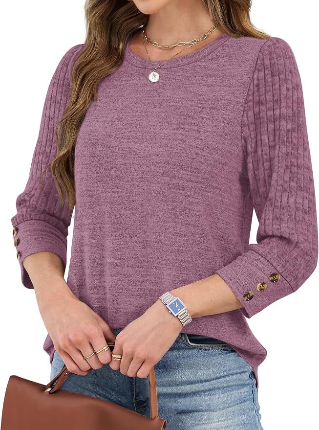 WIHOLL 3/4 Length Sleeve Womens Tops Sweaters Shirts Lightweight Spring Outfits 2026 Winter Clothing S-2XL