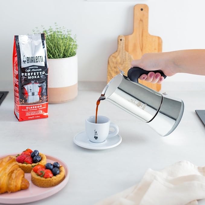 Bialetti - New Venus Induction, Stovetop Coffee Maker, Suitable for all Types of Hobs, Stainless Steel, 4 Cups (5.7 Oz), Silver