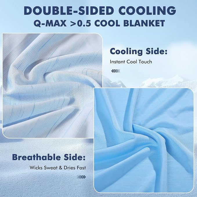 Elegear Double-Sided Arc-Chill® 3.0 Cooling Blanket for Hot Sleepers, Twin | Q-Max>0.5 Cooling Fabric, Absorbs Heat to Keep Body Cool, Lightweight Summer Blankets for Night Sweats & Menopause, 59"x79"