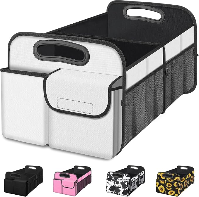 Femuar Car Trunk Organizer, Car Storage Organizer with Large Capacity Waterproof Collapsible Trunk Organizer for Car Suv/Jeep/Sedan (Beige, Standard)