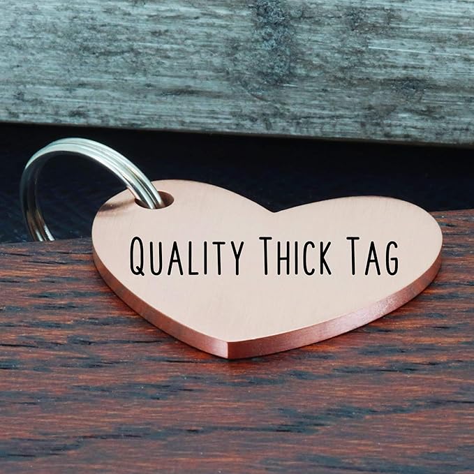 Ultra Joys Dog ID Tag, Custom Dog Tag Personalized Cat Tag, Pet ID Tag, Brushed Stainless Steel Heart Cat Tags Pet Tags Rose Gold Small