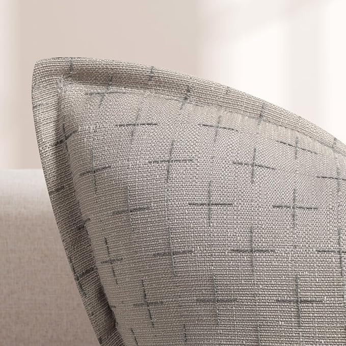 Pillow Covers 18x18 Set of 2 Soft Polyester Textured Pillow Covers with Stylish Flange Edge Cozy Farmhouse Throw Pillows for Couch Bed Sofa Living Room