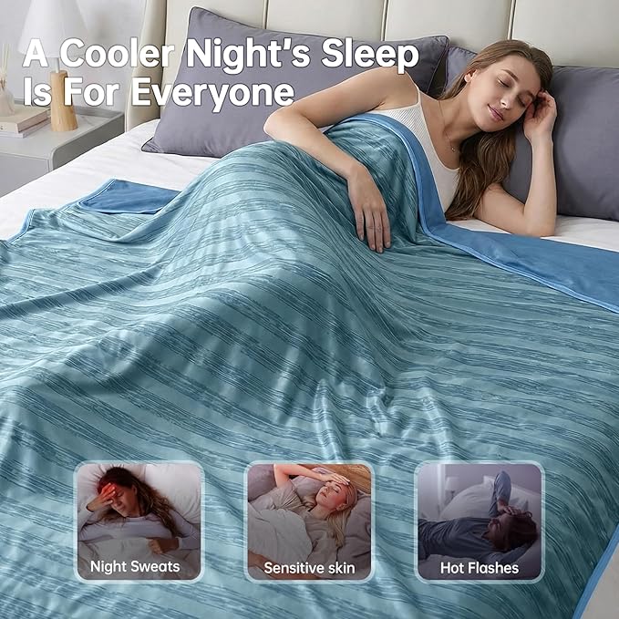 Guohaoi Cooling Blanket for Hot Sleepers and Night Sweats 50"x70" Twin Size | Arc-Chill Q-Max >0.5 Cool Fiber,100% Oeko-Tex Certified Lightweight Summer Blanket for Travel/Outdoor Ultra Cold Breathable