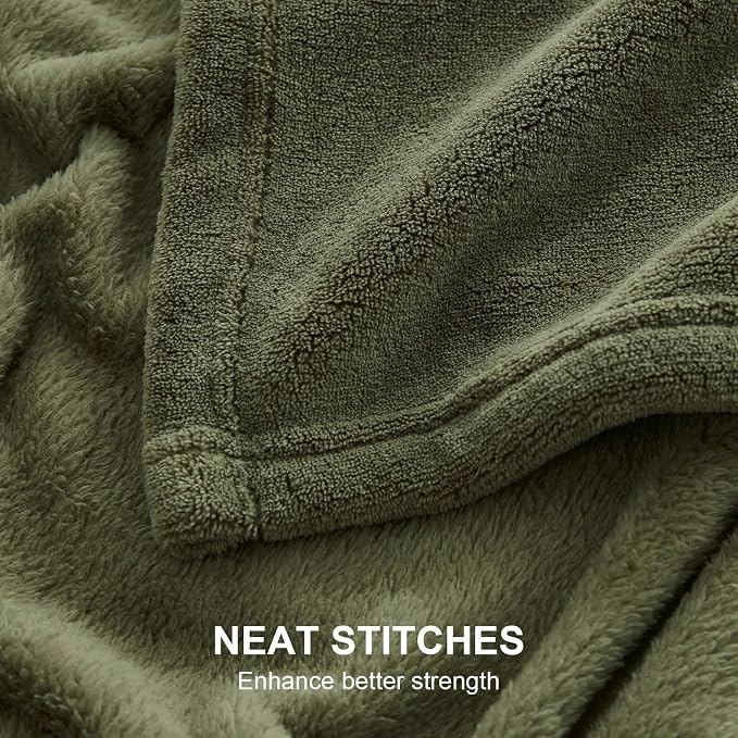 Hansleep Full Moss Green Fleece Blanket, Soft Flannel Bed Blanket | Fuzzy Cozy Blanket 84x90 Inches, Multi-use for Bed, Sofa, Couch, Travel, Camping, All Season Warm Lightweight Cover