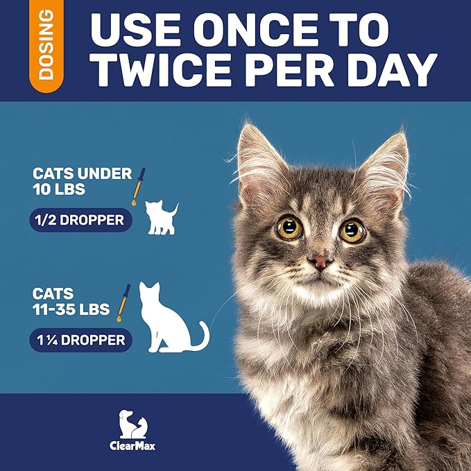 Cat Antibiotic to Help with Cough & Allergies – Antibiotics for Cats to Aid with UTIs and Digestive Moments – HIPS & Joints Support – Attractive Chicken Taste – 2 Oz Bottle