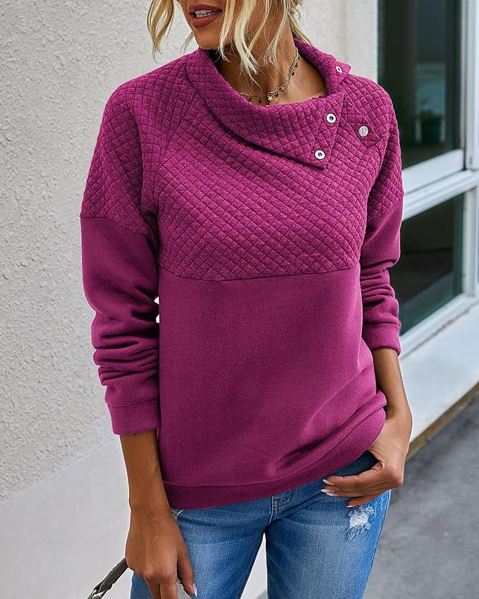 BTFBM Women Fashion Quilted Pattern Lightweight Zipper Long Sleeve Plain Casual Ladies Sweatshirts Pullovers Shirts Tops