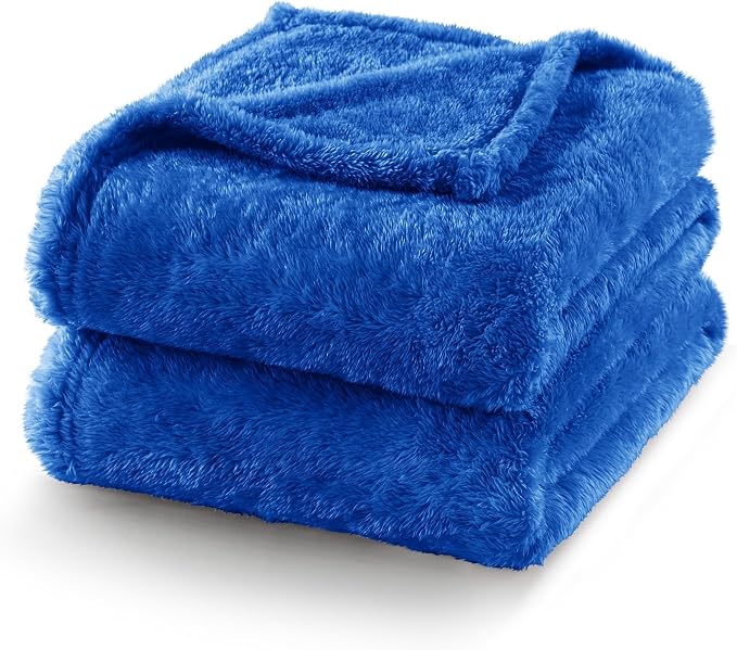 Exclusivo Mezcla Fuzzy Plush Fleece Bed Blanket Twin XL Size, Cobalt Blue | 90x66 Inches, Super Soft and Cozy Bed Blanket, Fluffy Blanket for Bed, College Dorm Room Essentials, All Season