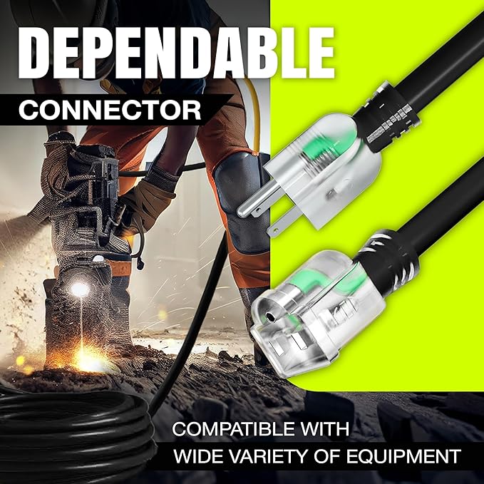 25ft Outdoor/Indoor Extension Cord 14/3 Gauge Heavy Duty 3 Prong SJTW, Waterproof, Flexible Cold-Resistant Long Power Cord,15A 125V 1875W, Black by LifeSupplyUSA