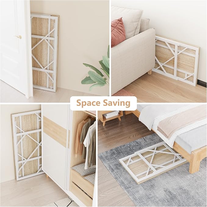 Elephance Folding Desk Writing Computer Desk for Home Office No-Assembly | Study Office Desk,Foldable Table for Small Spaces,39.4 Inch,Beige