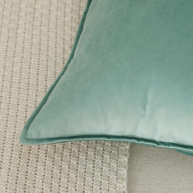Velvet Sage Green Throw Pillow Covers 16”x16”Pack of 2 Soft Decorative | Square Cushion Covers for Couch Sofa Bed Livingroom Car Home Decor,40x40Cm