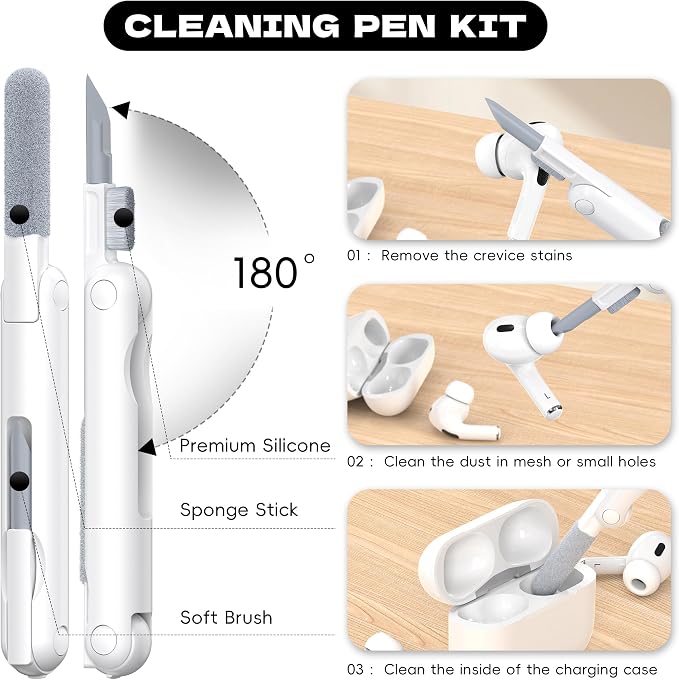 for Airpods Pro 2nd/1st Generation Case Cover, Compatible with Airpods Pro Case 2nd Gen USB C Charging Port, Clear Soft Transparent Military Grade Shockproof Case, Clear Black