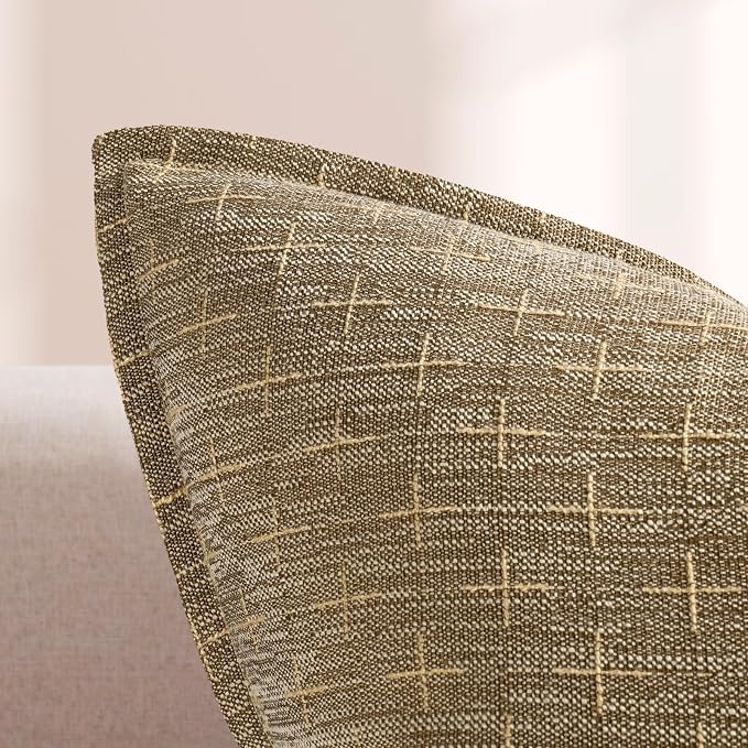 Pillow Covers 18x18 Set of 2 Soft Polyester Textured Pillow Covers with Stylish Flange Edge Cozy Farmhouse Throw Pillows for Couch Bed Sofa Living Room