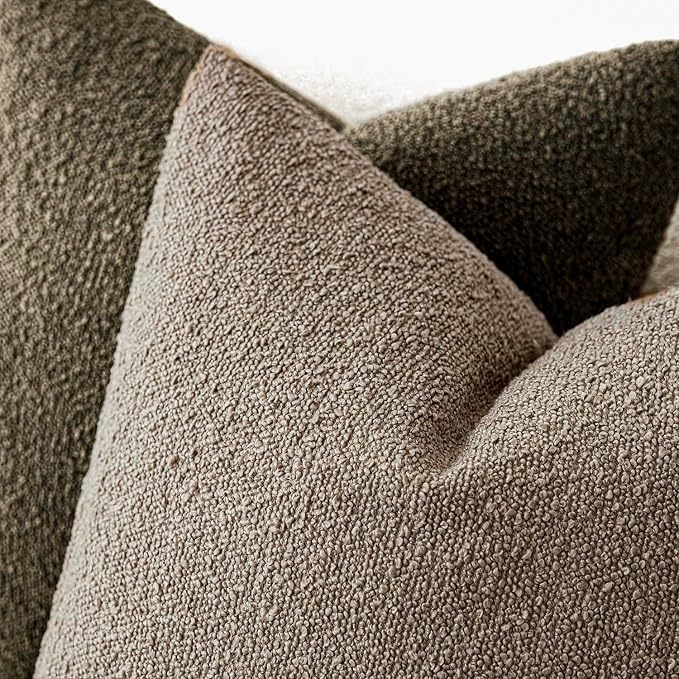 Foindtower Pack of 2 Textured Boucle Throw Pillow Covers Accent Solid Decorative Lumbar Pillow Cases Soft Couch Cushion Case for Chair Sofa Bedroom Living Room Home Decor 12x20 Inch Light Khaki Tan