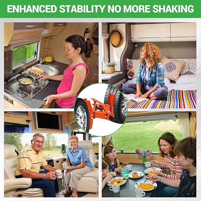 Wheel Chock Stabilizer with Rotatable Sides for RV Travel Trailer Tires, for Locking Tandem Wheels When Parked on Uneven Surfaces (2 Packs) with Ratchet and Password Locks