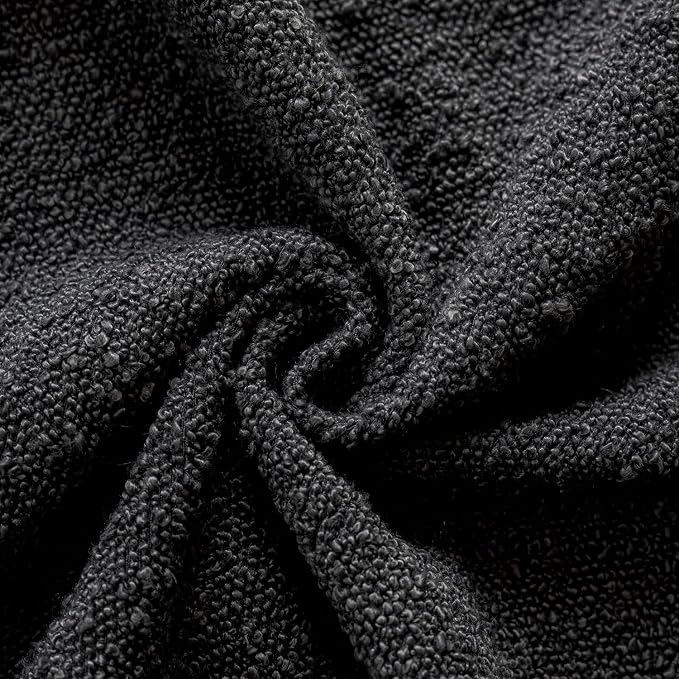 Foindtower Set of 2, Decorative Textured Boucle Throw Pillow Covers Accent Solid Pillow Cases Neutral Soft Couch Cushion Case for Chair Sofa Bedroom Living Room Home Decor 24 x 24 Inch Black