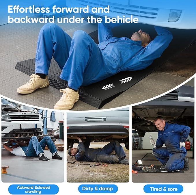 Magical Rolling Creeper Mat with Storge Bag, 58X28 Portable Foldable Mechanics Car Repair Creeper Floor Mat for Low Clearance, Any Vehicle and Road Surfaces