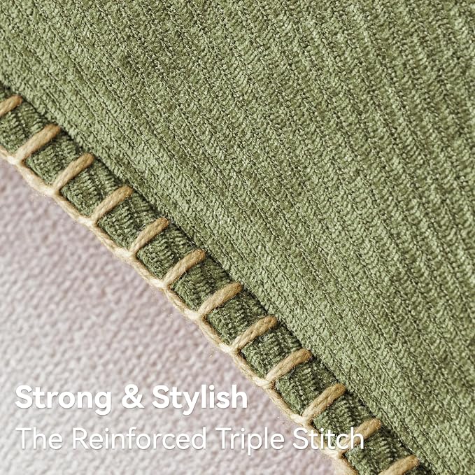a moment Pack of 2 Decorative Chenille Throw Pillow Covers with Twill Cushion Covers for Sofa Living Room Couch Bed 18x18 Inch,Crafted Border Moss Green