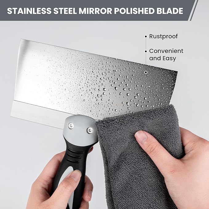 Mister Rui 8" Drywall Taping Knife, Stainless Steel Taping Knife, Plastering Spatula Tools, Plastering Tool, Soft Grip Handle for Drywall Joint Taping