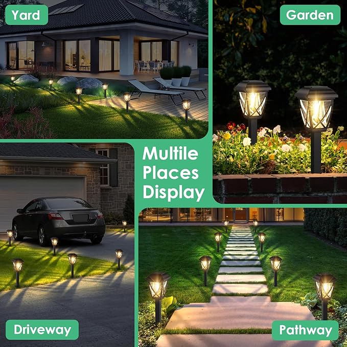 Derynome Solar Lights Outdoor, 10 Pack Waterproof Solar Pathway Lights for Outside, Outdoor Light for Garden, Yard, Patio, Landscape, Planter, Walkway Decor