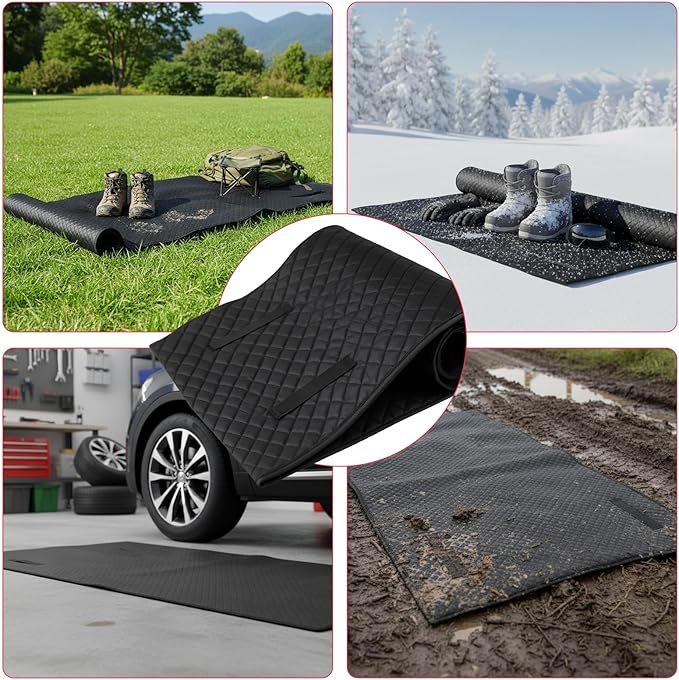 AggAuto Portable Rolling Creeper Mat - 60 x 28 in Extra Wide Mechanic Mat, Waterproof PU Material, Foldable Design for Under Car Repair in Garage/Parking Lot/Outdoor, with Storage Bag